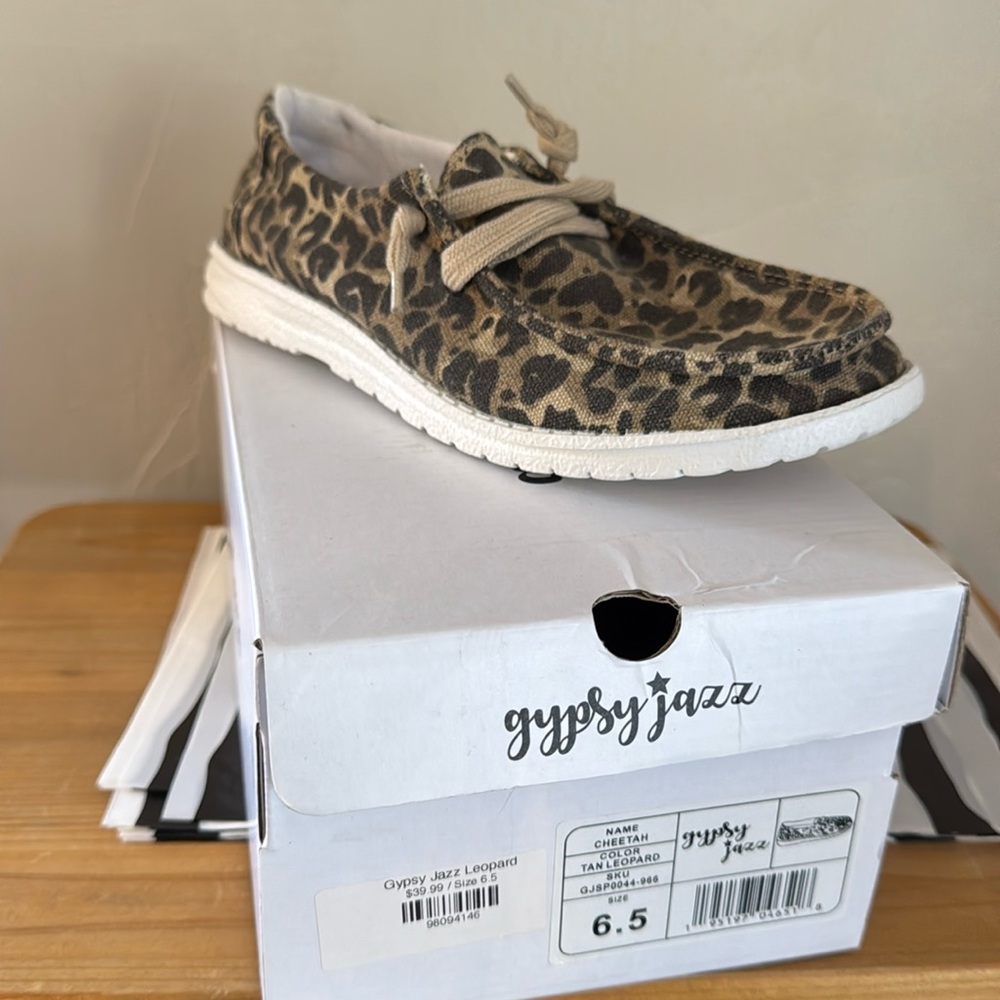 Size 6.5 Gypsy Jazz Cheetah Tan Leopard